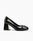 Horsebit-Patent-Leather-Thick-Heel-Shallow-Mouth-Loafers