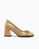 Horsebit-Patent-Leather-Thick-Heel-Shallow-Mouth-Loafers