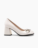 Horsebit-Patent-Leather-Thick-Heel-Shallow-Mouth-Loafers
