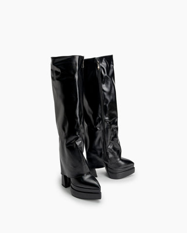 Black-Block-Platform-Chunky-Heel-Knee-High-Boots
