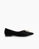 Pointed-Toe-Rhinestone-Buckle-Slip-on-Flat-Loafers