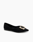 Pointed-Toe-Rhinestone-Buckle-Slip-on-Flat-Loafers