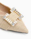 Pointed-Toe-Rhinestone-Buckle-Slip-on-Flat-Loafers