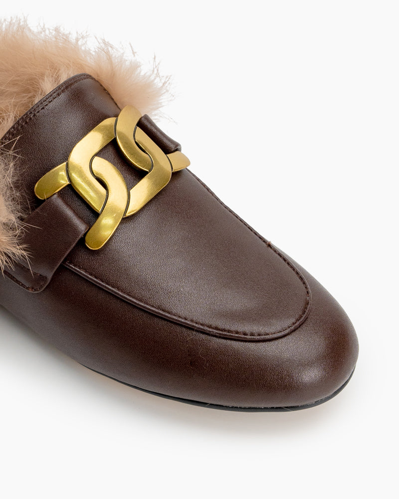 Metal-Decor-Backless-Fluffy-Round-Toe-Slippers-Mule-Fur