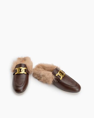 Metal-Decor-Backless-Fluffy-Round-Toe-Slippers-Mule-Fur