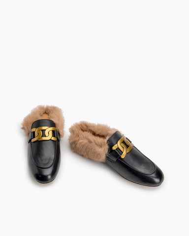 Metal-Decor-Backless-Fluffy-Round-Toe-Slippers-Mule-Fur