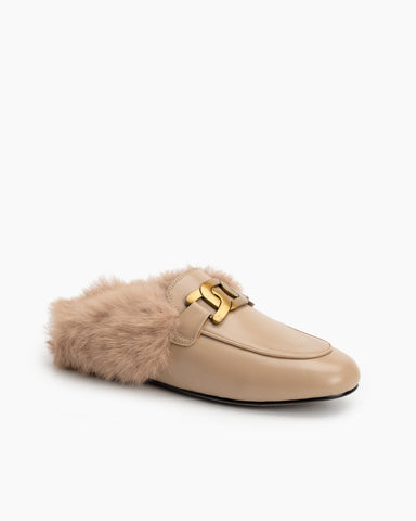 Metal-Decor-Backless-Fluffy-Round-Toe-Slippers-Mule-Fur