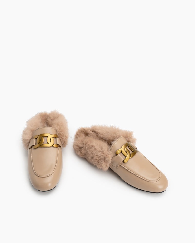 Metal-Decor-Backless-Fluffy-Round-Toe-Slippers-Mule-Fur