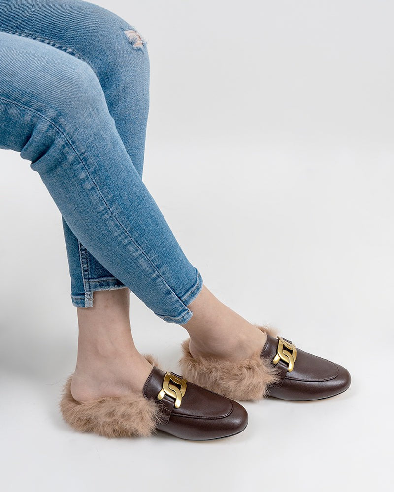 Metal-Decor-Backless-Fluffy-Round-Toe-Slippers-Mule-Fur