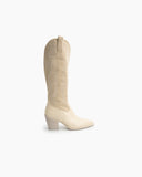 Western Embroidered Knee High Pull on Tall Wide Calf Knee High Boots