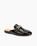 Metal-Decor-Patent-Leather-Flat-Mules