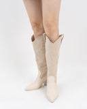 Western Embroidered Knee High Pull on Tall Wide Calf Knee High Boots
