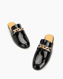 Metal-Decor-Patent-Leather-Flat-Mules