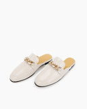 Metal-Decor-Patent-Leather-Flat-Mules