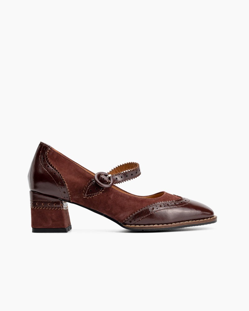 Mary Jane Platform Mid Heel Oxfords Dress Shoes Reddish-brown / US 9 Mary Jane Platform Mid Heel Oxfords Dress Shoes Reddish-brown / US 9