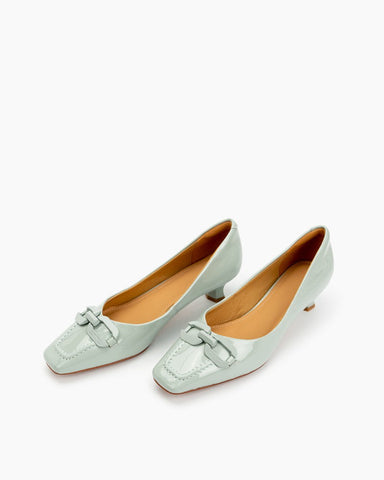 Horsebit-Square-Toe-Low-Kitten-Heel-Pumps