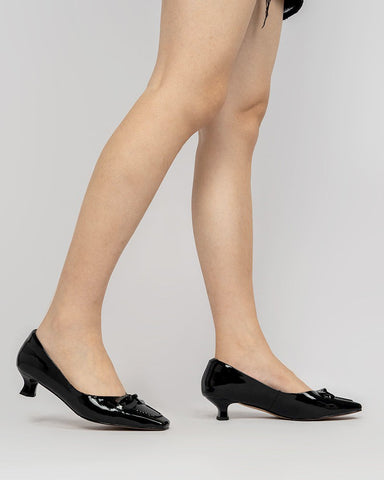 Horsebit-Square-Toe-Low-Kitten-Heel-Pumps