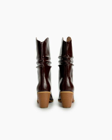 Pointed-Toe-Chunky-Heeled-Pleated-Western-Boots