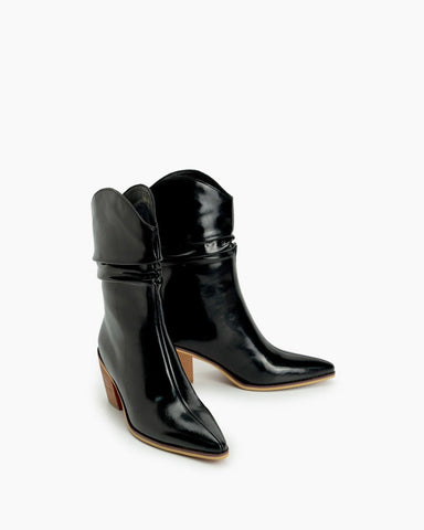 Pointed-Toe-Chunky-Heeled-Pleated-Western-Boots
