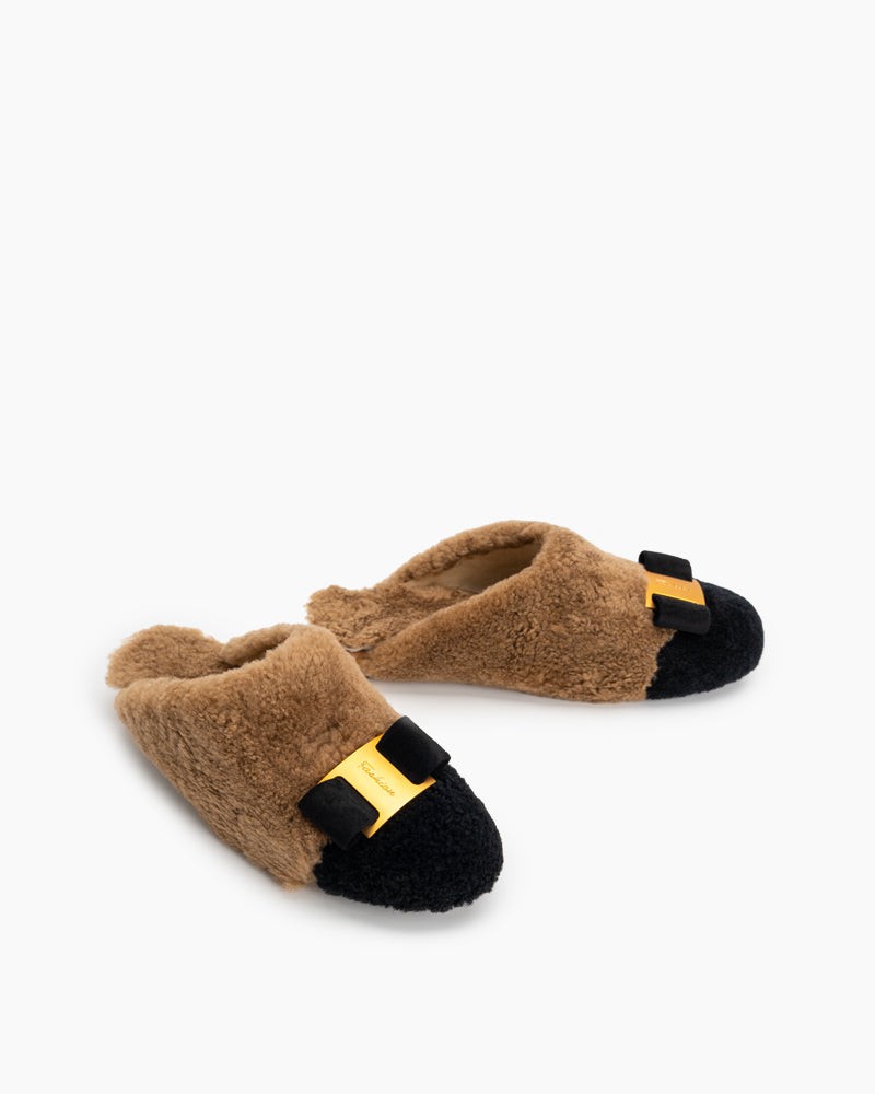 Metal-Decor-Comfortable-Fuzzy-Mules-Slippers-Fur