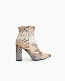 Snake Print Chunky Block Mid Heels Ankle Boots