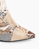 Snake Print Chunky Block Mid Heels Ankle Boots