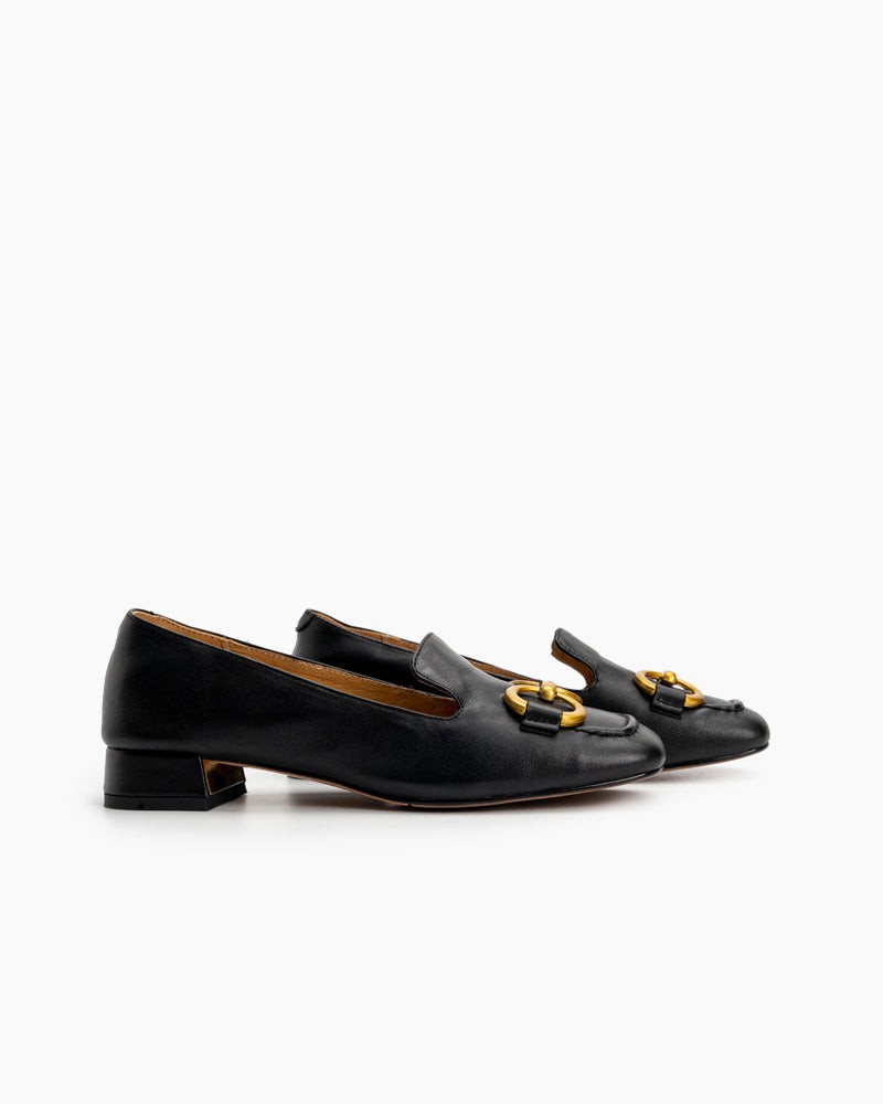 Horsebit-Classic-Metal-Buckle-Square-Toe-Low-Heel-Flat-Loafers