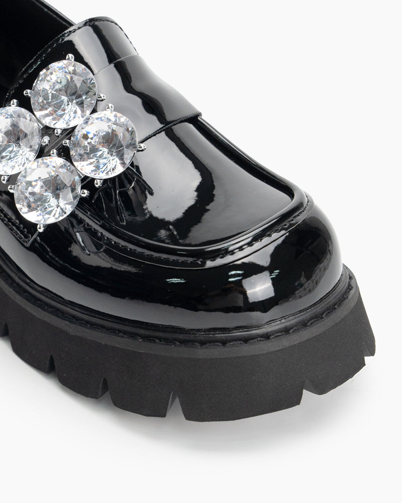 Rhinestone-Decor-Patent-Leather-Platform-Chunky-Loafers