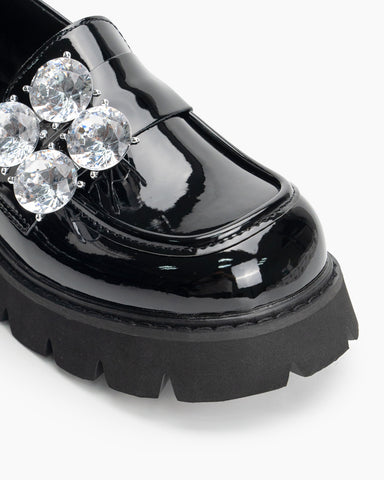Rhinestone-Decor-Patent-Leather-Platform-Chunky-Loafers