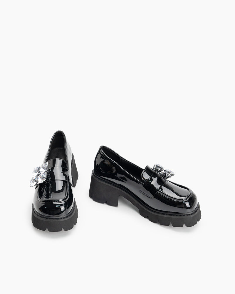 Rhinestone-Decor-Patent-Leather-Platform-Chunky-Loafers