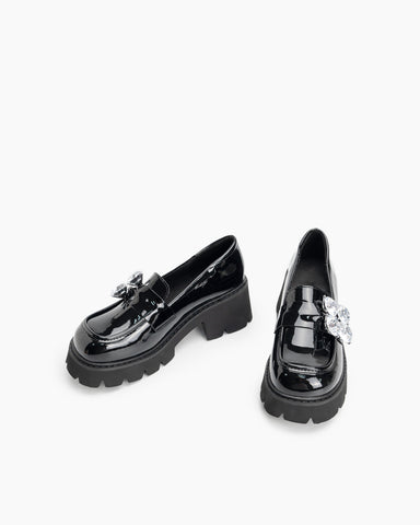 Rhinestone-Decor-Patent-Leather-Platform-Chunky-Loafers