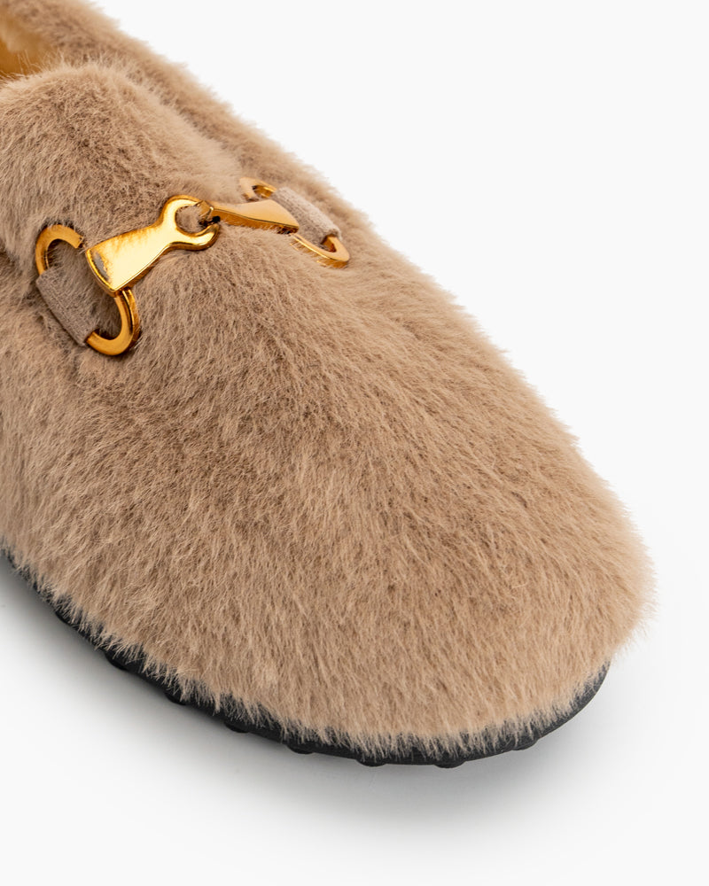 Horsebit-Classic-Metal-Buckle-Furry-Plush-Flat-Winter-Warm-Slippers-Loafers