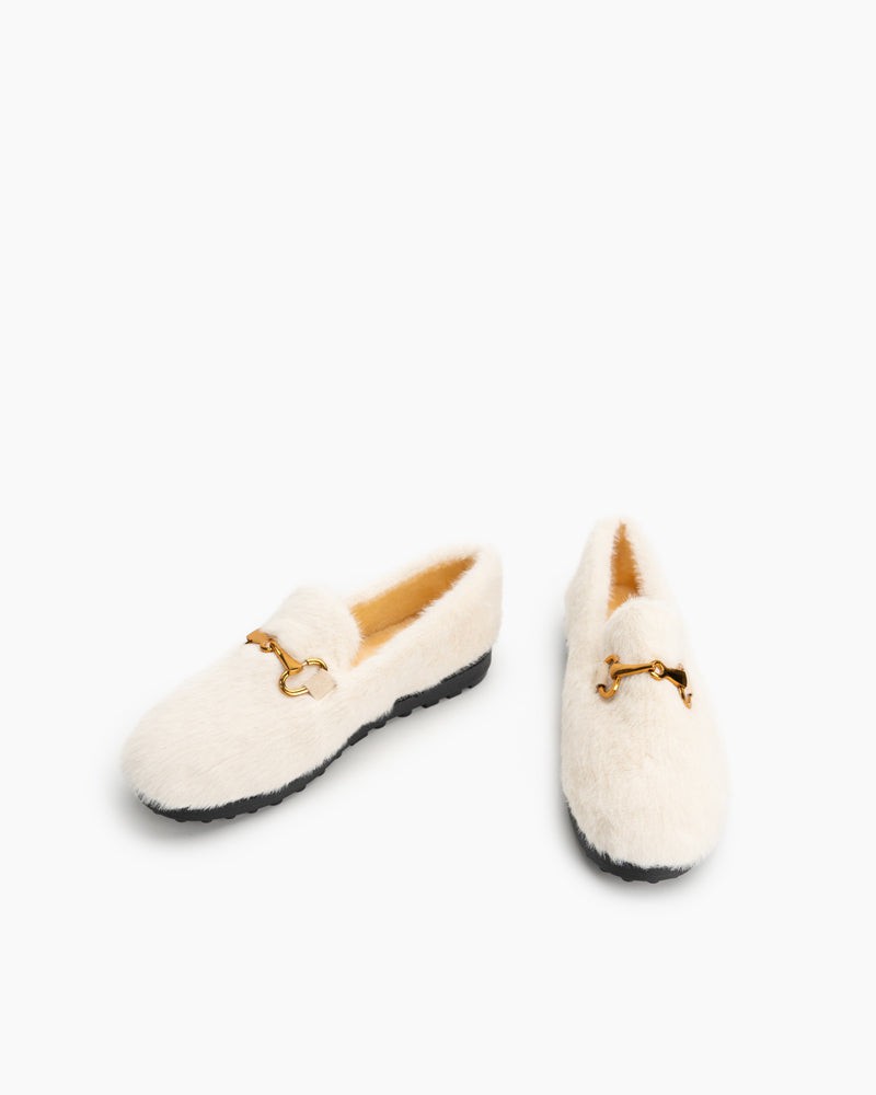 Horsebit-Classic-Metal-Buckle-Furry-Plush-Flat-Winter-Warm-Slippers-Loafers