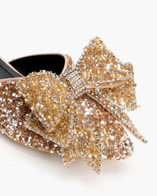 Rhinestones Bow Tie Slip on Backless Mules