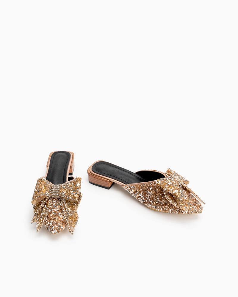 Rhinestones-Bow-Tie-Slip-on-Backless-Mules