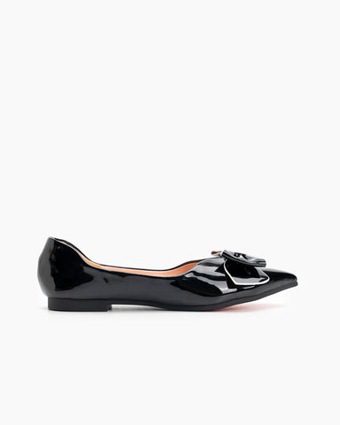 Bowknot-Pointed-Toe-Flat-Shallow-Mouth-Loafers