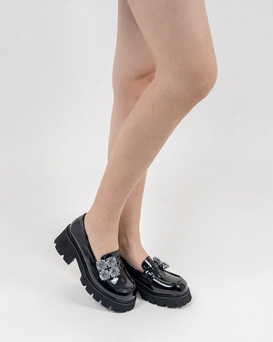 Rhinestone-Decor-Patent-Leather-Platform-Chunky-Loafers