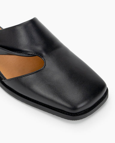 Square toe Soft Backless Flat Cross Mules