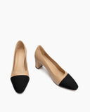 Colorblock-Patchwork-Flat-Mid-Heel-Small-splicing-Shallow-Mouth-Loafers