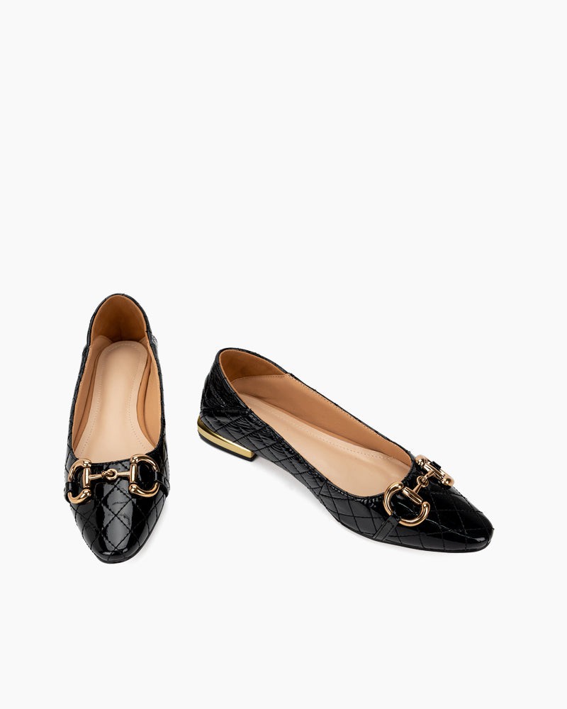 Horsebit-Pointed-Toe-Soft-Breathable-Patent-Leather-Flat-Loafers