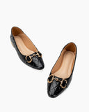 Horsebit-Pointed-Toe-Soft-Breathable-Patent-Leather-Flat-Loafers