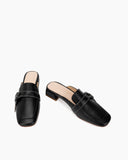 Bow-Decor-Comfortable-Backless-Flat-Leather-Mules