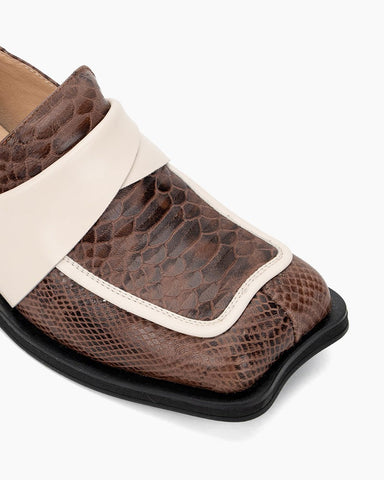 Irregular Square Toe Thick Heeled Retro Loafers