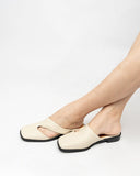 Square toe Soft Backless Flat Cross Mules