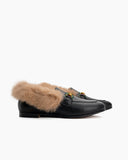 Horsebit-Comfortable-Slip-on-Closed-Toe-Slides-Fur-Flat-Leather-Loafers