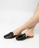 Horsebit-Classic-Metal-Buckle-Round-Toe-Backless-Flat-Leather-Slides-Mules