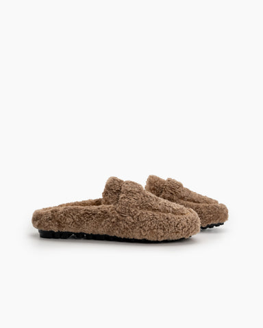 Solid Color Lambswool Warm Comfy Flat Mules