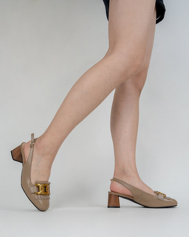 Metal-Buckle-Square-Toe-Ankle-Strap-Chunky-Mid-Heel-Pumps-Suede-Slingback