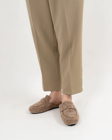 Solid Color Lambswool Warm Comfy Flat Mules