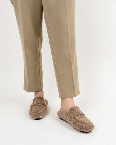 Solid Color Lambswool Warm Comfy Flat Mules